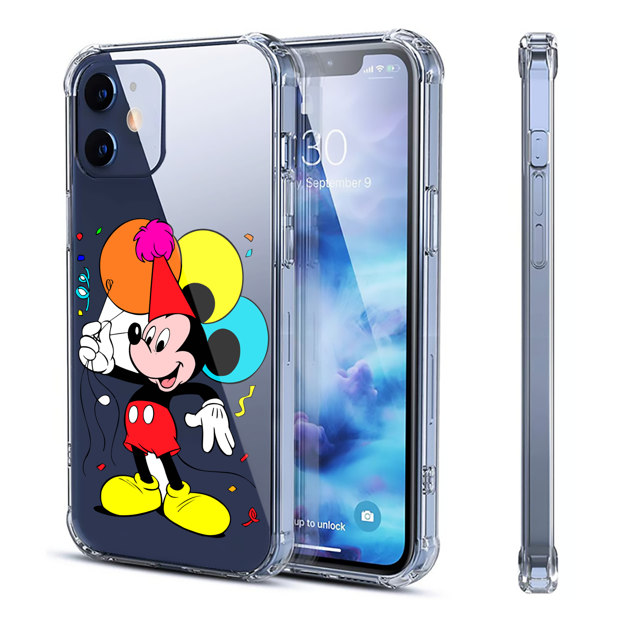 （画像用） ミッキーマウス Mickey Mouse 【iPhone 12シリーズ対応】透明スマホケース（クリアソフトケース）